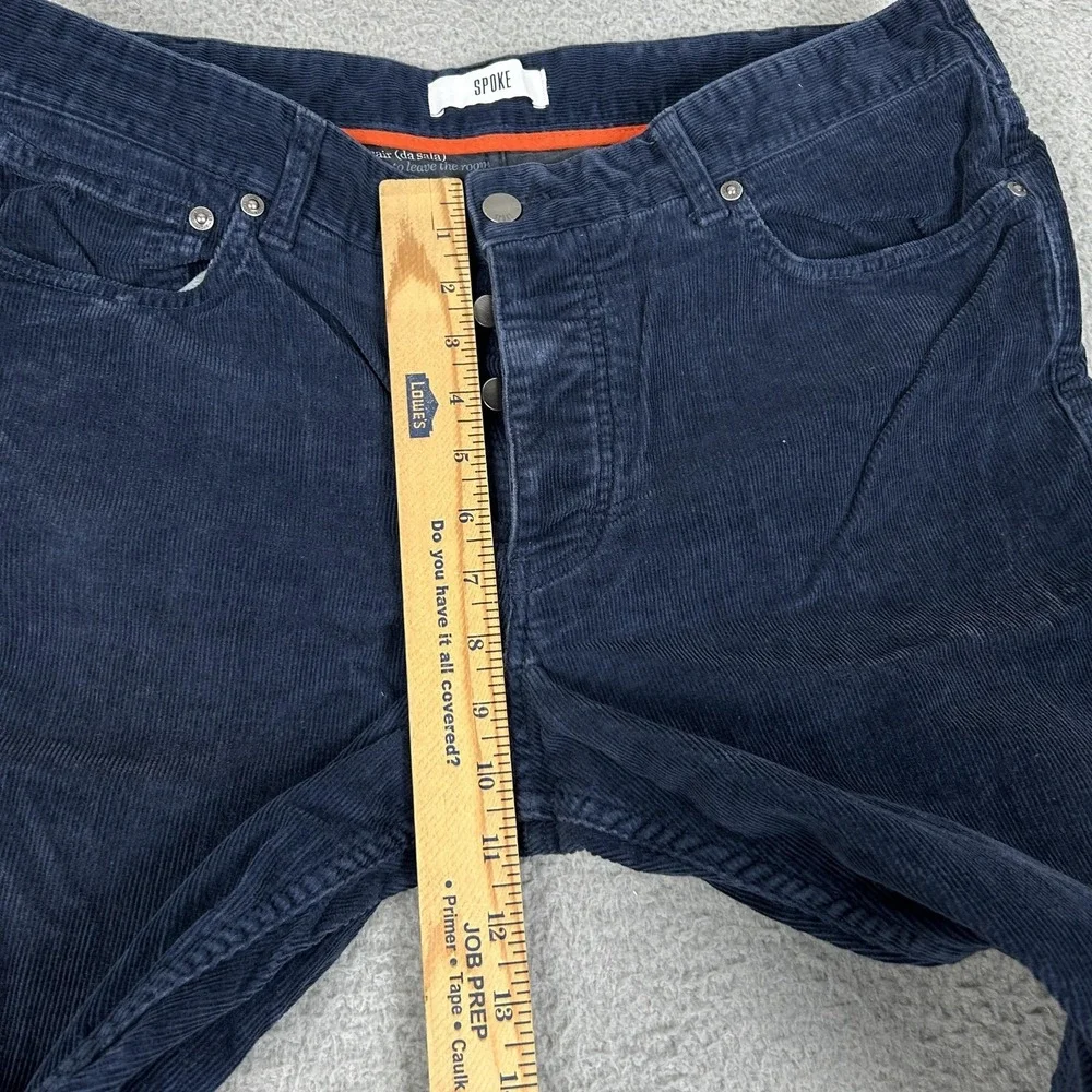 Spoke Pants Mens‎ 36 Blue Fives Corduroy Stretch 5 Pocket Button Fly Slim Fit